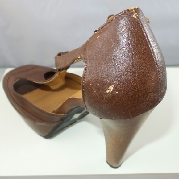 *SOLD* Brown Platform Heels with Ankle - Picture 4 of 6